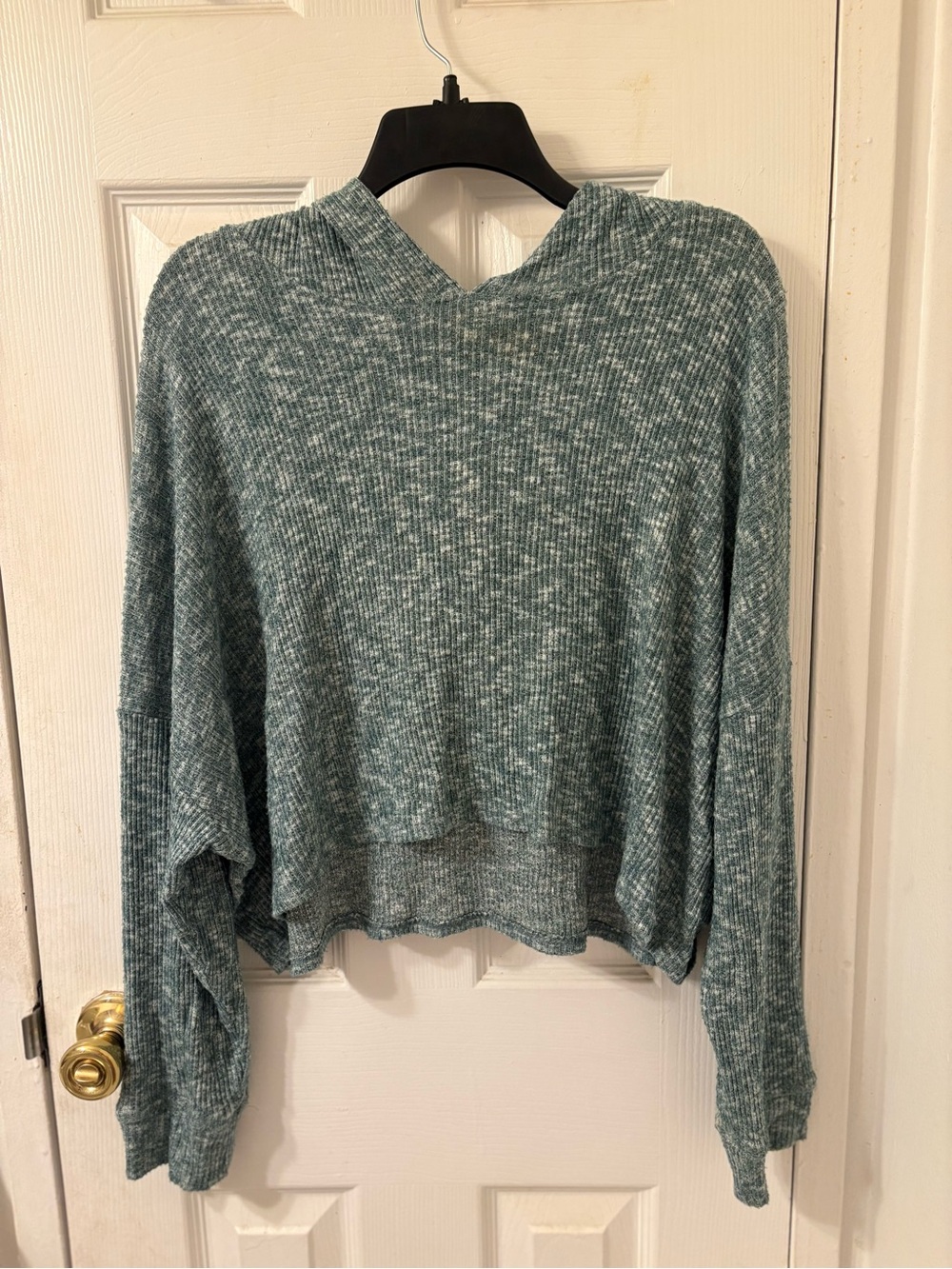 American Eagle Outfitters Cropped Knit Sweater - Teal